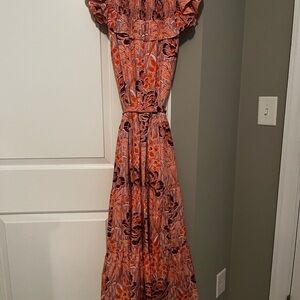 Likely Floral Maxi Dress - Orange and Black